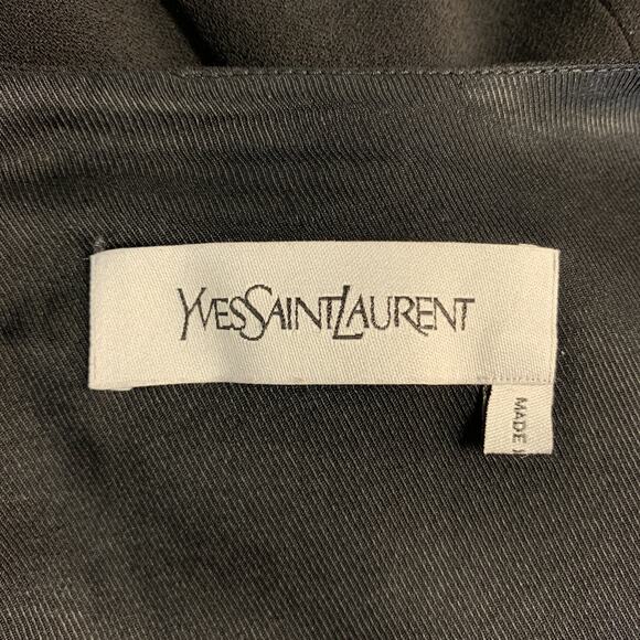 YVES SAINT LAURENT Size 6 Black Wool / Elastane Shift Dress - Picture 6 of 6
